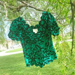 Anthro Maeve short sleeve top green